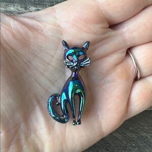 Vintage Enamel Cat Brooch